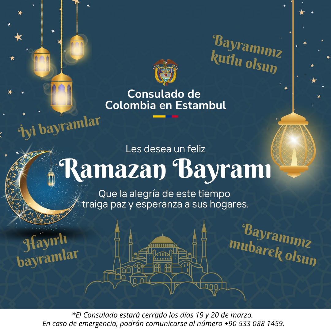 Consulado de Colombia en Estambul estará cerrado los días 19 y 20 de marzo de 2026