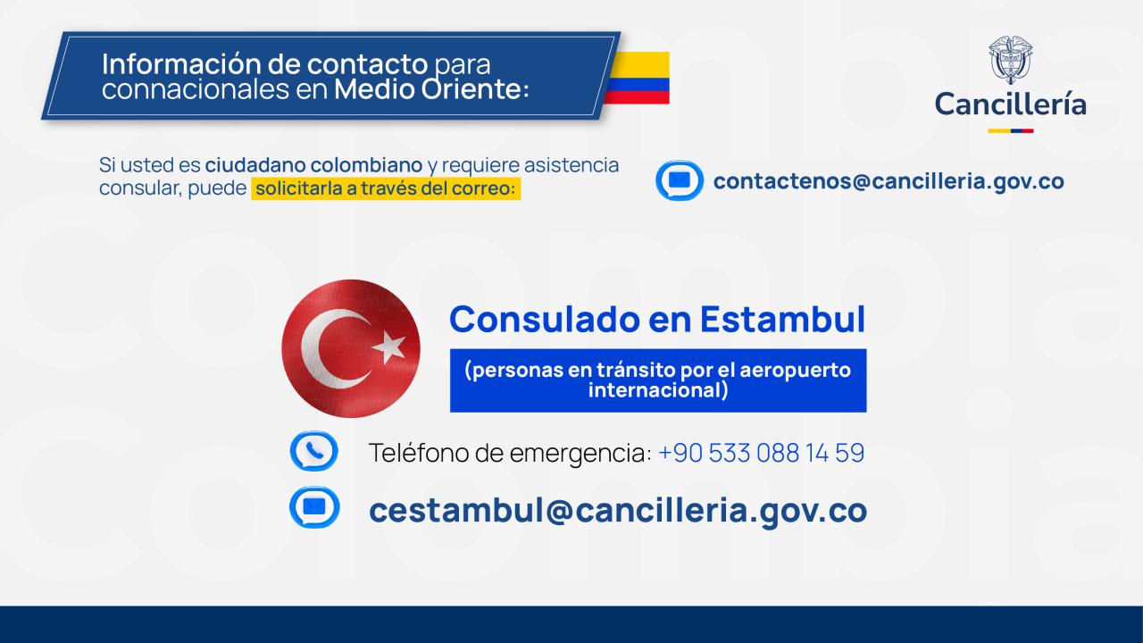 Recomendaciones generales para colombianos que se encuentren en Estambul: